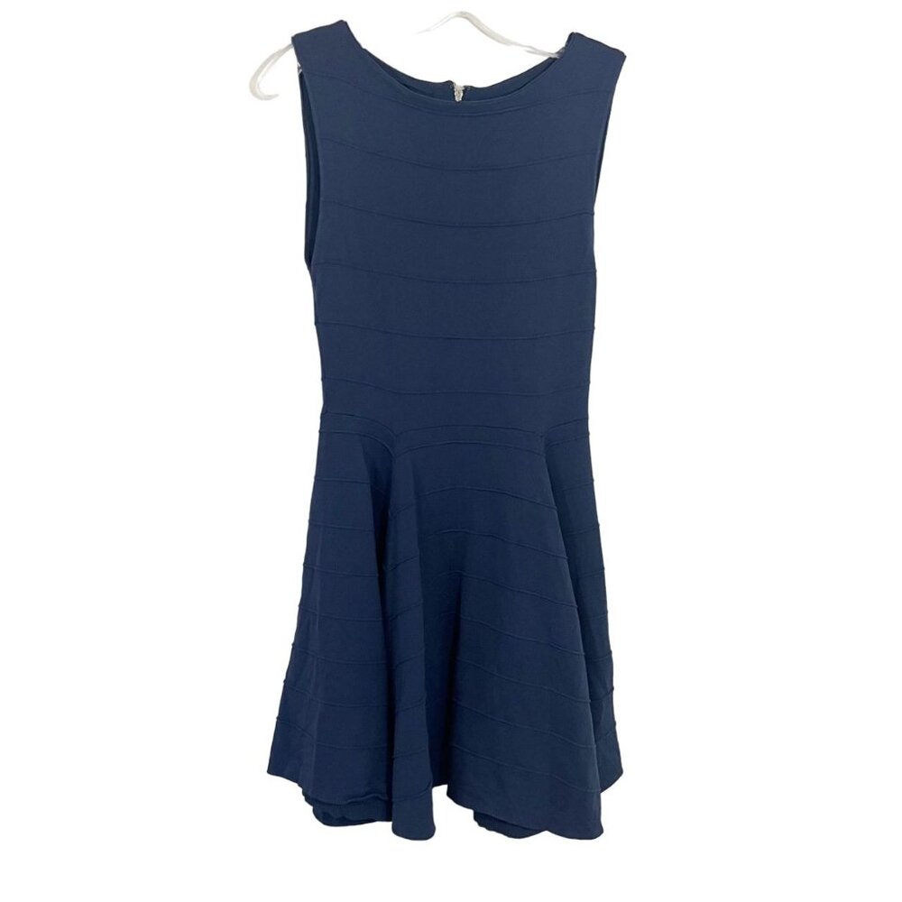 Alice + Olivia Navy‎ Blue Knit Fit & Flare Dress Sleeveless - Size Small